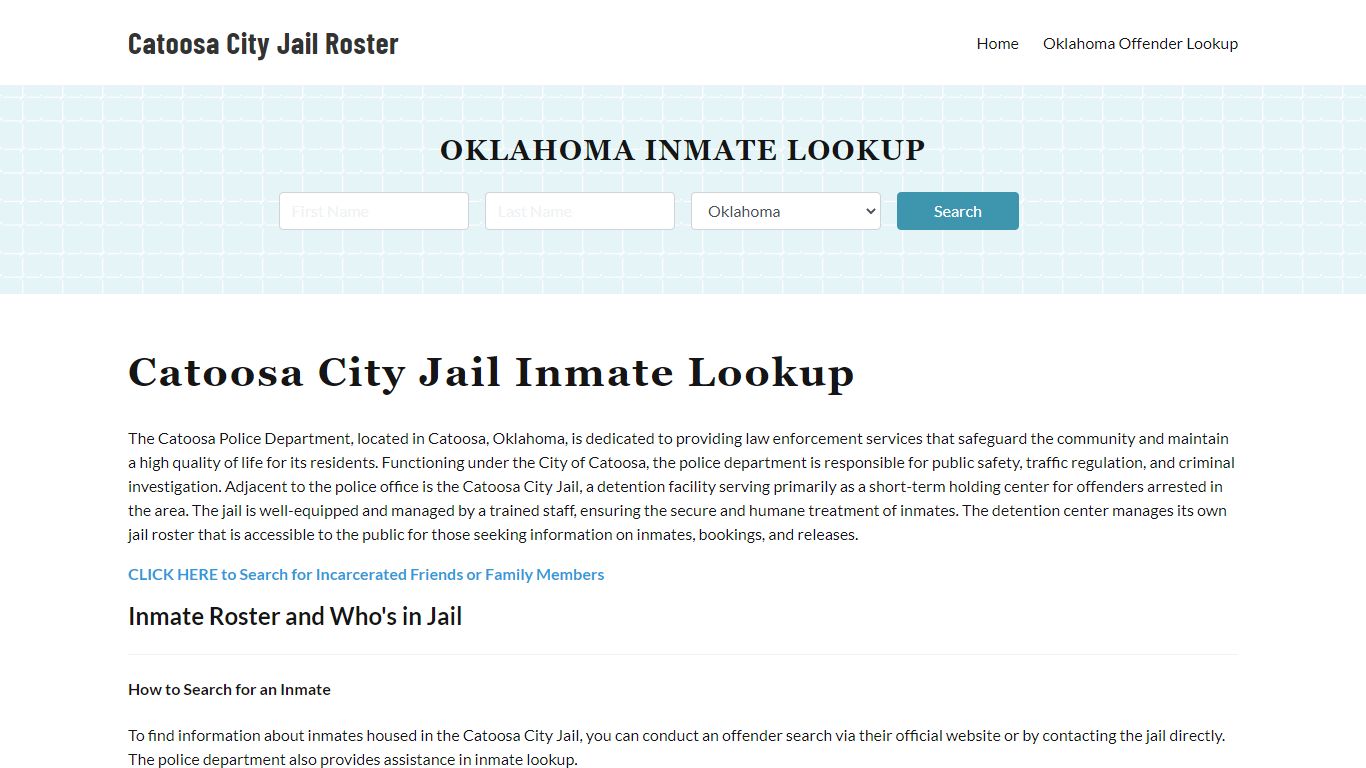 Catoosa City Jail & Police Department, OK Inmate Roster, Recent Arrests ...